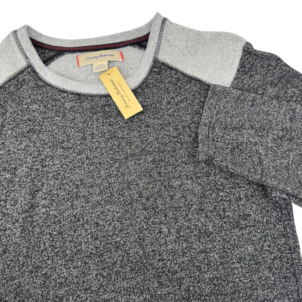 Tommy Bahama Sleepwear Shirt Mens Large Black Marled‎ Knit Long Sleeve NWT